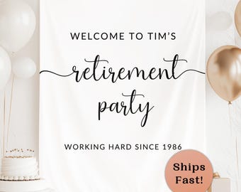 Personalized Retirement Party Banner Officially Retired Hanging Backdrop Retiree Fabric Welcome Sign Retirement Celebration Decoration