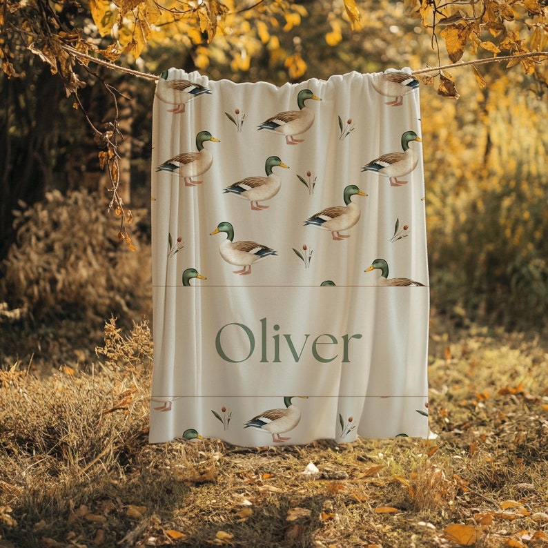 Personalized Mallard Duck Baby Blanket Gift Idea for Baby Shower Duck