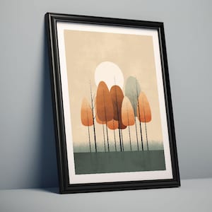 Autumn Trees Art Print, Warm Tones, Living Room Wall Decor, Various Sizes, Printed on Archival Museum-Quality Paper