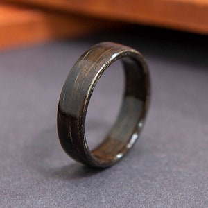 Ebony Wooden Ring, Handmade Bentwood Ring, Black Wood Ring, Wood Wedding Band, Wood Ring Men