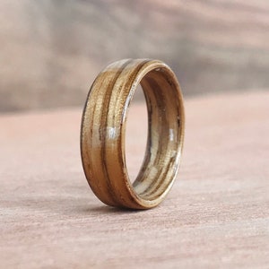 Zebrano Wooden Ring - Handcrafted Wood Ring - Handmade Bentwood Ring - Wood Wedding Band - Wood Ring Men