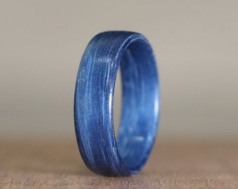 Blue Wooden Ring, Nature Wedding Ring, Engagement Ring, Blue Wood Ring Men, Bentwood Ring, Mens Wedding Band, Promise Ring For Him