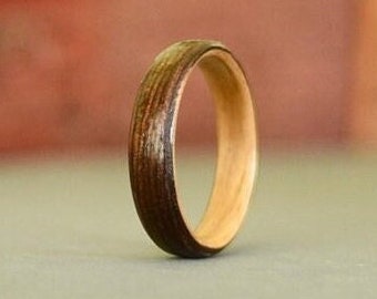 Handmade Wood Ring, Wenge & Eucalyptus Wooden Ring, Bentwood Ring, Wooden Wedding Band, Wood Ring For Women