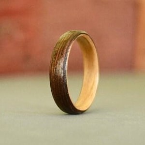 Handmade Wood Ring, Wenge & Eucalyptus Wooden Ring, Bentwood Ring, Wooden Wedding Band, Wood Ring For Women