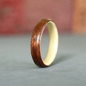Mahogany & Tulip Wooden Ring for Women, Bentwood Ring, Wooden Wedding Band