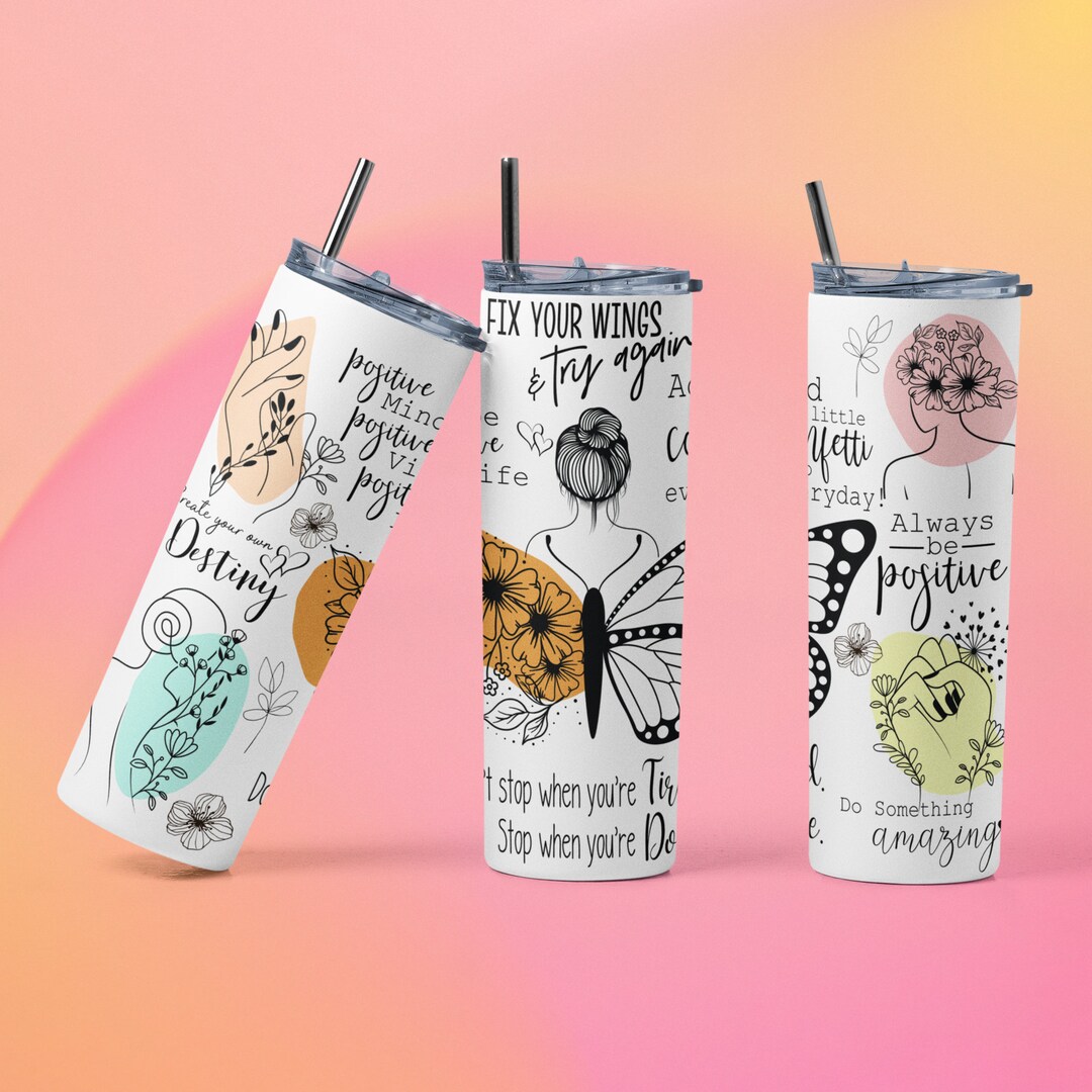 20 Oz Skinny Stainless Steel Sublimation Tumbler Affirmations Fix Your