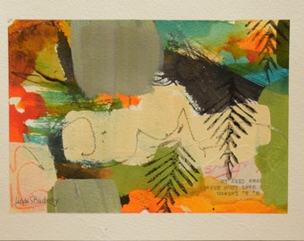 Original abstract acrylic mixed media painting wall art, acrylic collage and mixed media painting, painting on paper, wall decor