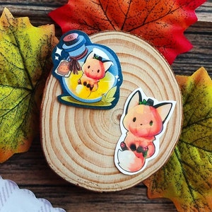 Kürbis Fuchs Halloween Sticker: Holographisch Herbst Briefpapier