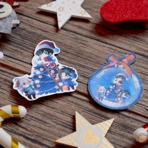Autocollants Genshin avec Kaedehara Kazuha, Venti et Xiao / Autocollants holographiques et imperméables de Noël / Autocollant Kazuha, autocollant Venti
