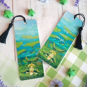 Laminated Aranara Bookmark/Genshin Impact bookmark with black tassel,Genshin Impact bookmark, Genshin aranara laminated bookmark