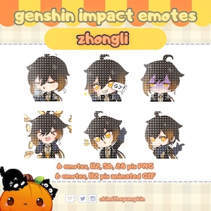 Zhongli-geanimeerde emotes voor Twitch/Discord/YouTube (digitale download)