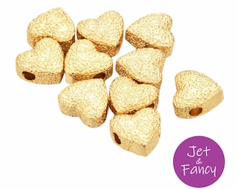 Goldtone Florentine acabado de la cuenta del corazón (1pc)