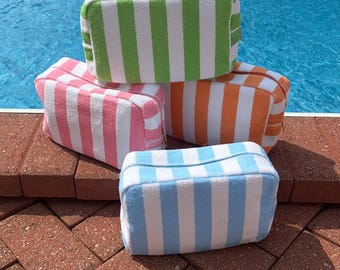 Stripe Terry cloth pouches/cosmetic bags