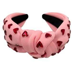 Valentine’s Day blush pink heart embellished knotted headband