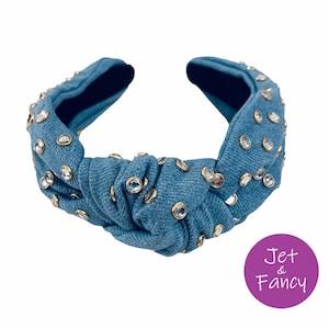 White crystal jeweled embellished  knotted headband