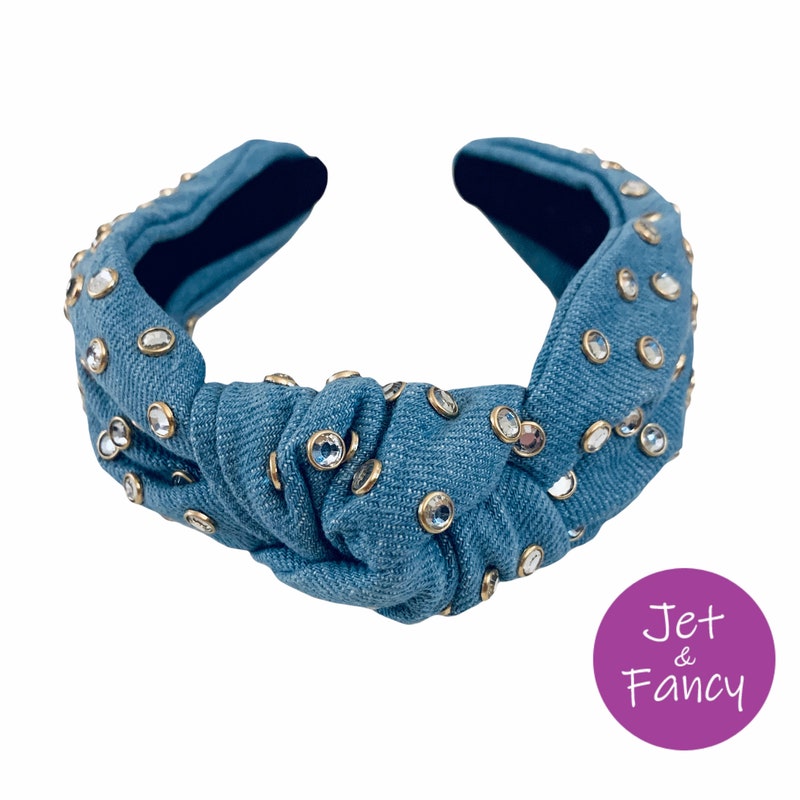 Crystal Initial Studded Knit Headband main image 0