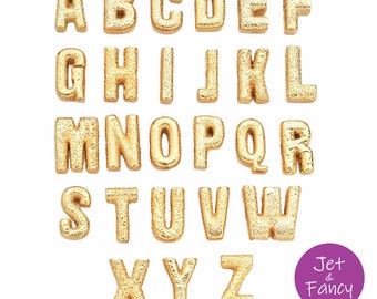 Goldtone Florentine finish letter beads