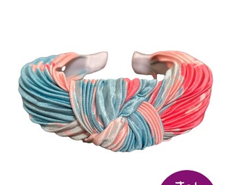 Multi color pleated crepe tie dye knotted headband