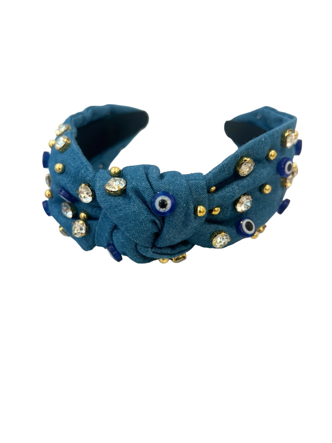 Schwab Jewels Embellished Knotted Headband Hand Sewn Crystals and Charms BLUE Schwab Jewels Accessories for Women - Poshmark main image 2