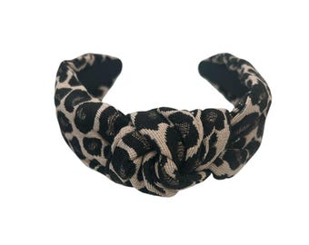 Leopardmönstrat knutet hårband