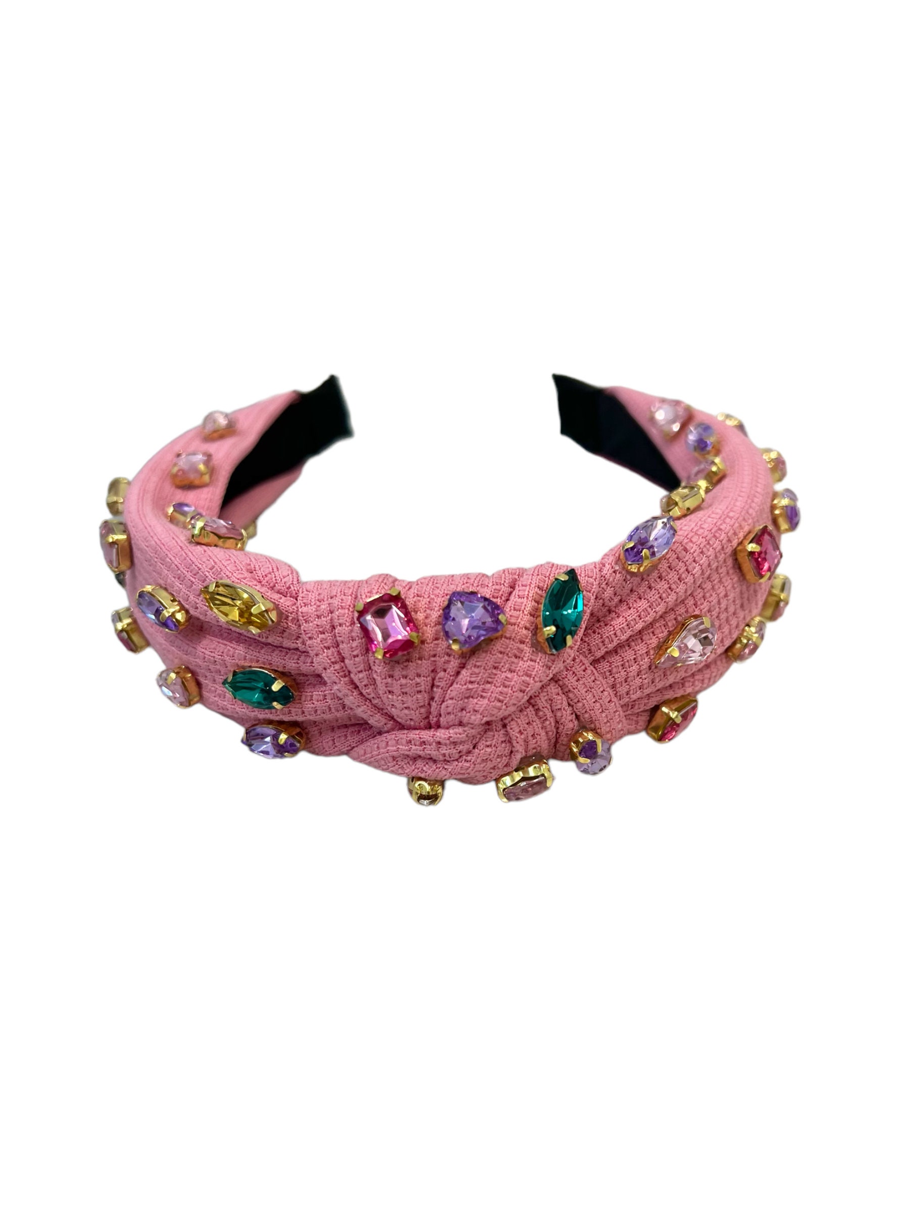 Pink Multi Color Embellished Knotted Headband - Etsy