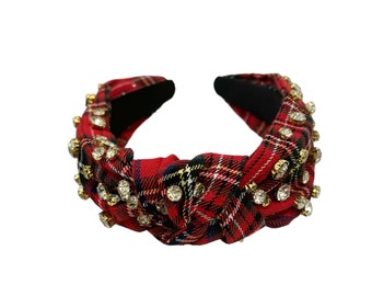 Plaid embellished Christmas knotted headband