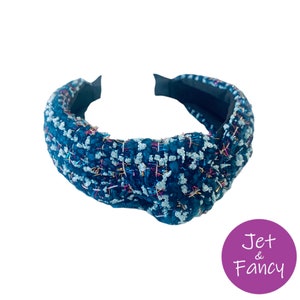 Forest green metallic thread tweed knotted headband