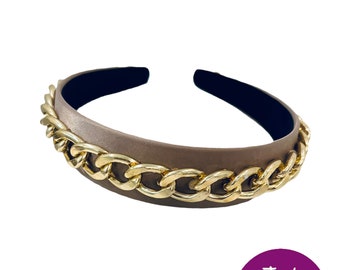 Tan chain jeweled headband