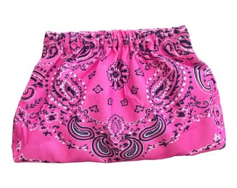 Bandana print clutch with satin interior