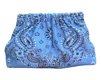 Bandana print clutch with satin interior