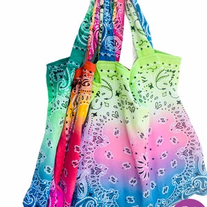 Tie dye bandana print large tote