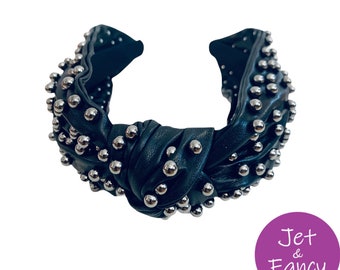 Vegan leather pearl embellished  knotted headband