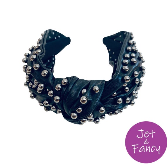 Vegan Leather Pearl Embellished Knotted Headband - Etsy Israel display picture 1