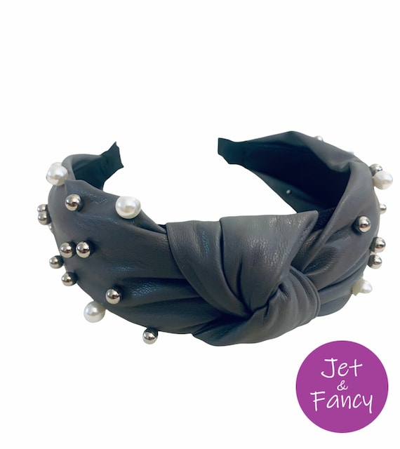 Vegan Leather Jeweled Embellished Knotted Headband - Etsy display picture 3