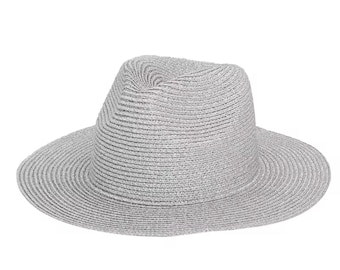 Women’s silver metallic fedora hat, vacation sun hat