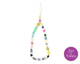 Y2K style beaded smiley phone Strap
