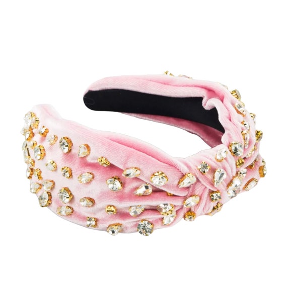 Soft Rose Velvet Embellished Knotted Headband - Etsy display picture 2