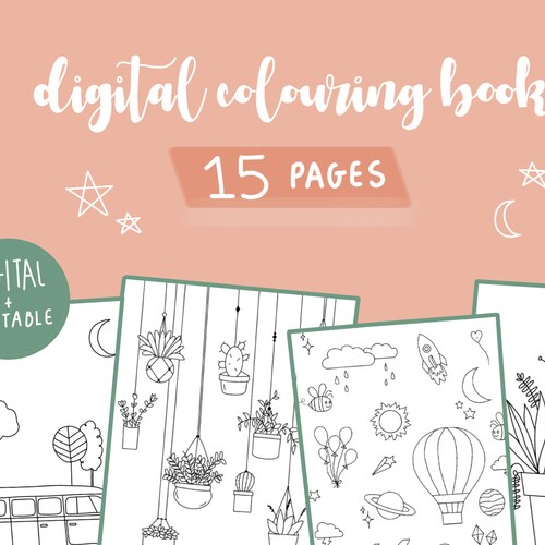 Colouring Book Pages Digital Printable Instant Download Etsy