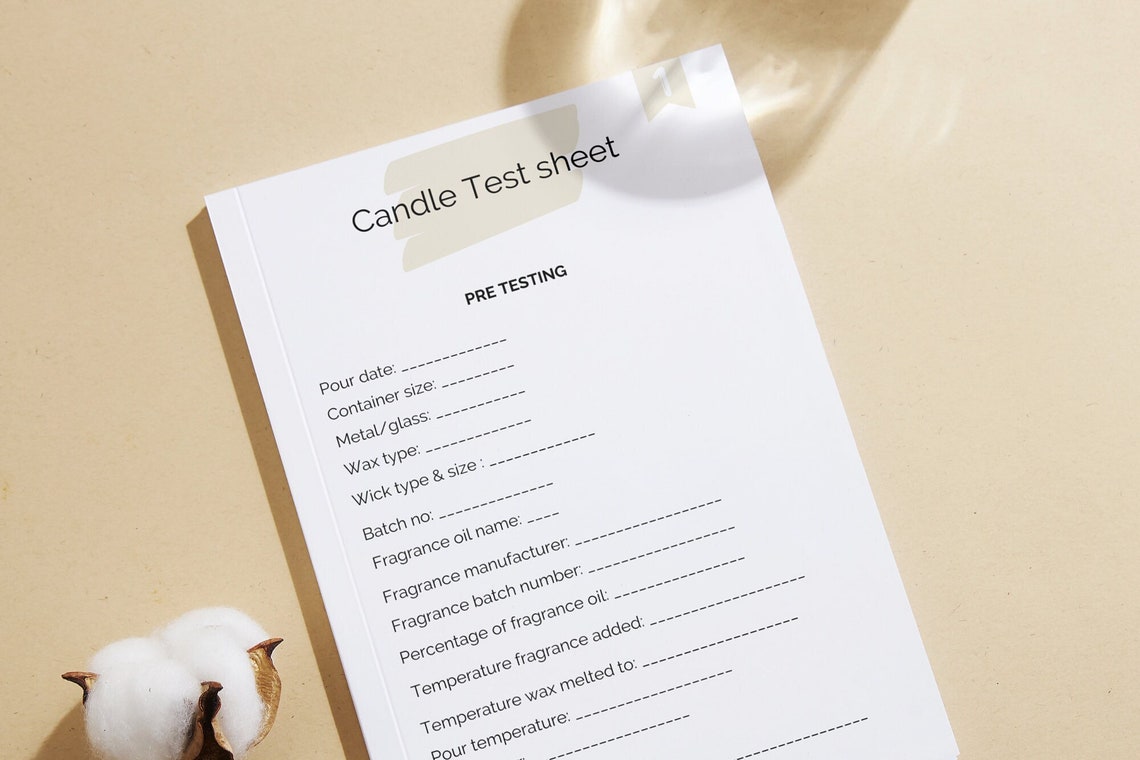 Printable Candle testing sheet Etsy España