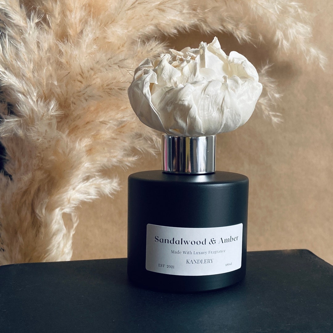 Black Matt Luxury Reed Diffuser With Flower 100ml/ Highly - Etsy