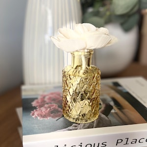 Flower Diffuser | Gold Cut Glass | 100ml | Free P & P