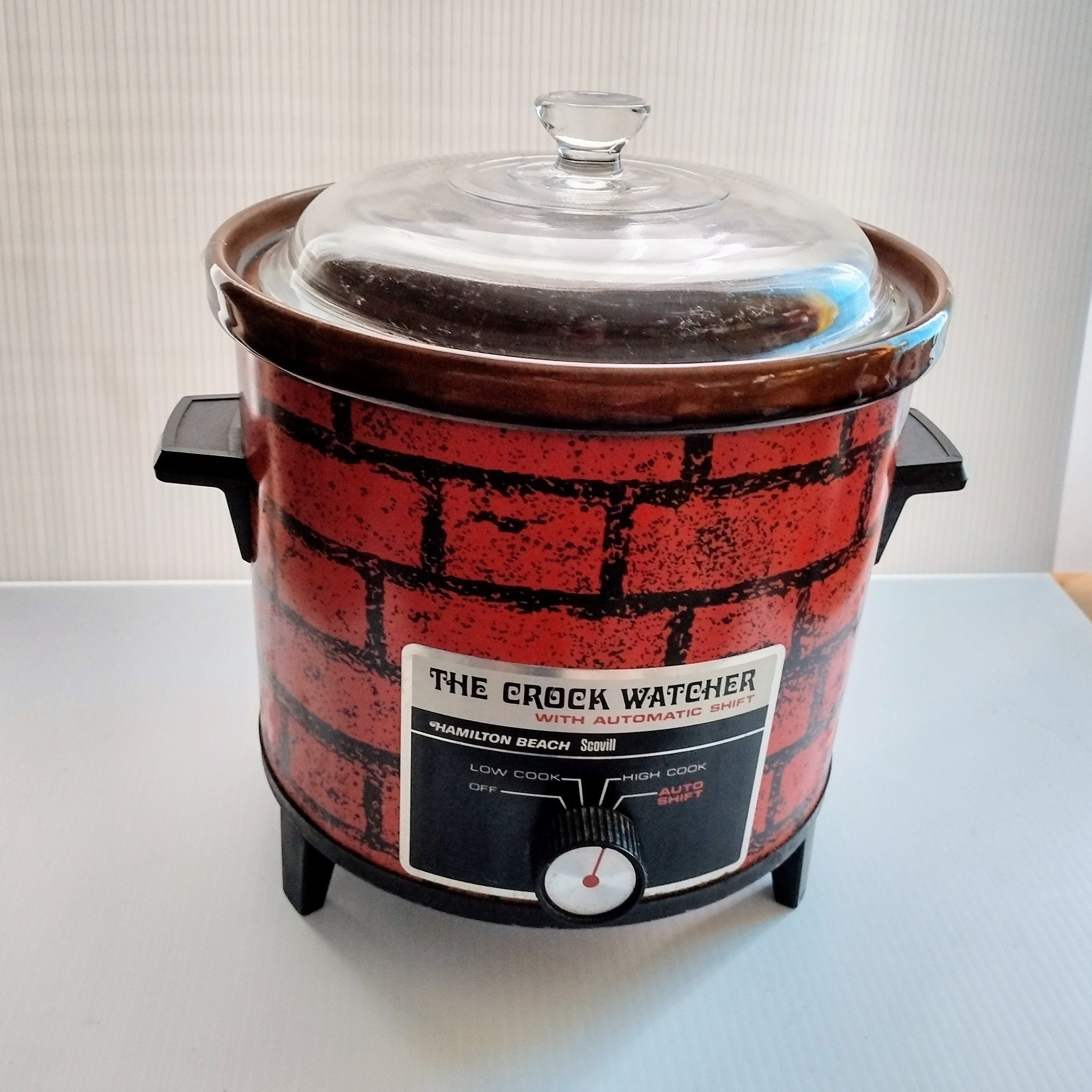 Large Slow Cooker Crock Pot 8 qt Oval Crockpot Red Stone Hamilton