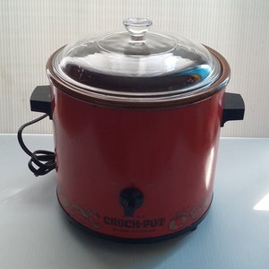 JC Penny Slow Crockery Cooker Crock Pot With Lid 3.5qt 4510 Red Orange  Vintage 