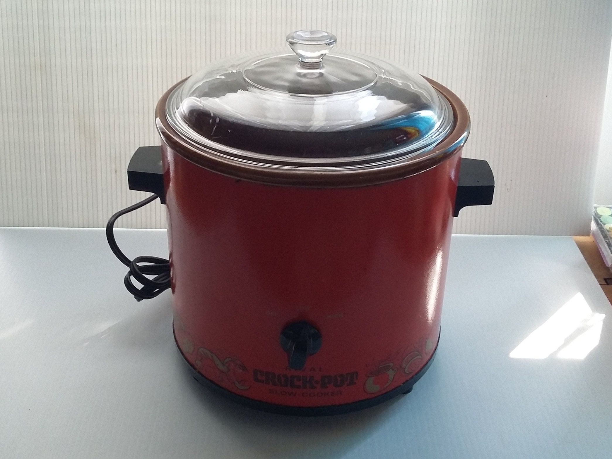 Working, Vintage Rival Slow Cooker Crock Pot With Herb Design, Stoneware  3.5 Qt 3150 Removable Crock With Original Plastic Lid 