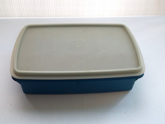 Vintage Tupperware 767-14 Blue Divided Rectangle Container With