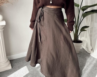 Modal Wrap Maxi Skirt - Adjustable A-Line Boho Skirt (Fits EU 34–42)