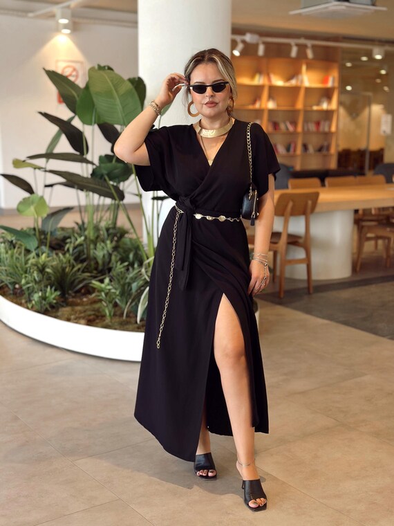 kimono wrap maxi dress Baltic Born Womens Kia Kimono Maxi Dress | Midnight Floral | Color: Black Floral