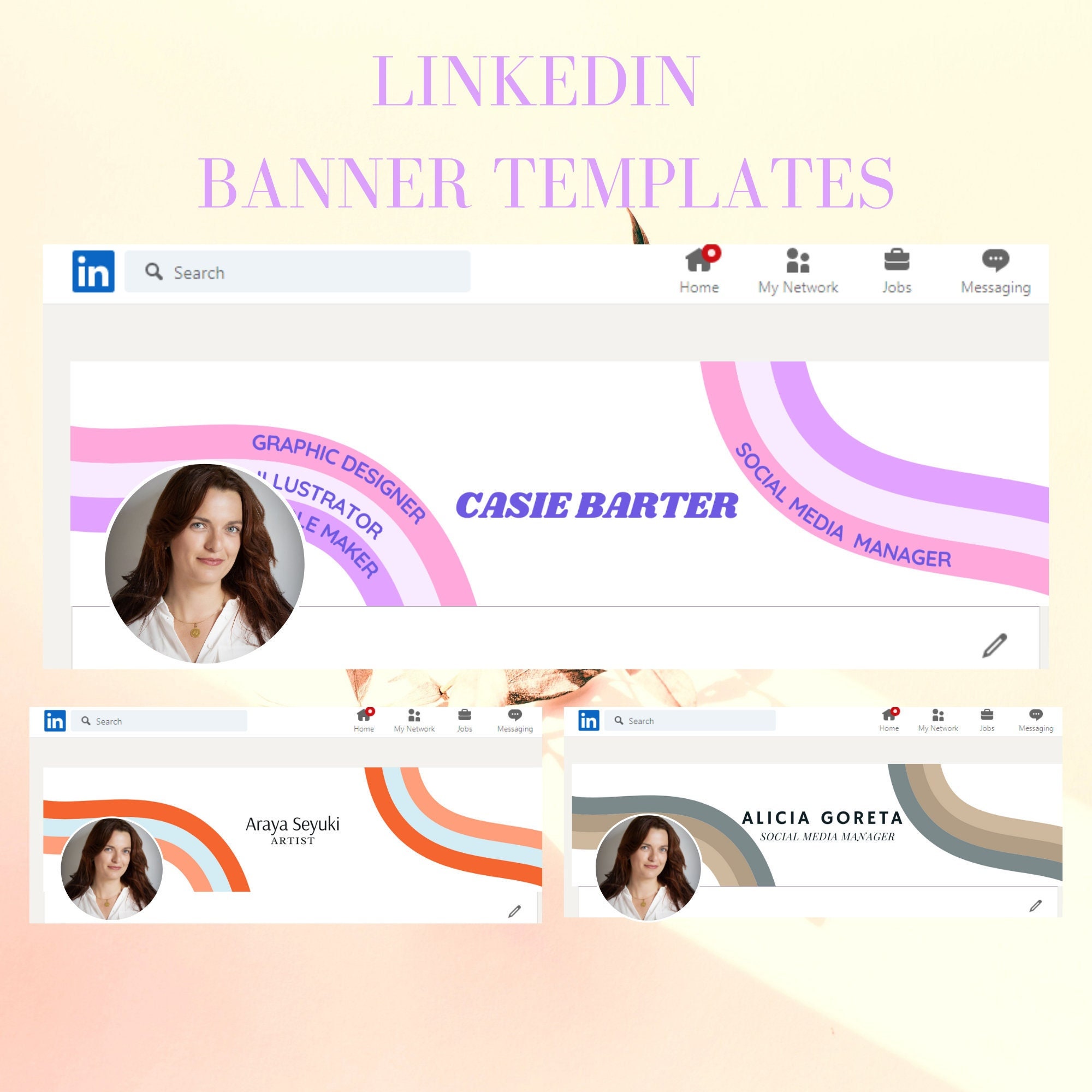 Linkedin Banner Set Templates INSTANT DOWNLOAD Canva Template, Web ...