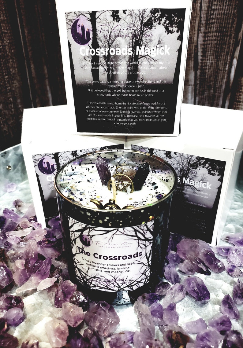 The Crossroads Candle, Crystal Candles, Intention Candles, Witchy