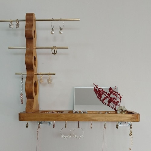 Josmimic Wall Mounted Necklace Organizer - Gold Jewelry Hanger With 11 Hooks, Self-Adhesive, Tangle-Free Storage